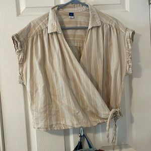 Old navy tie crop top beige stripes